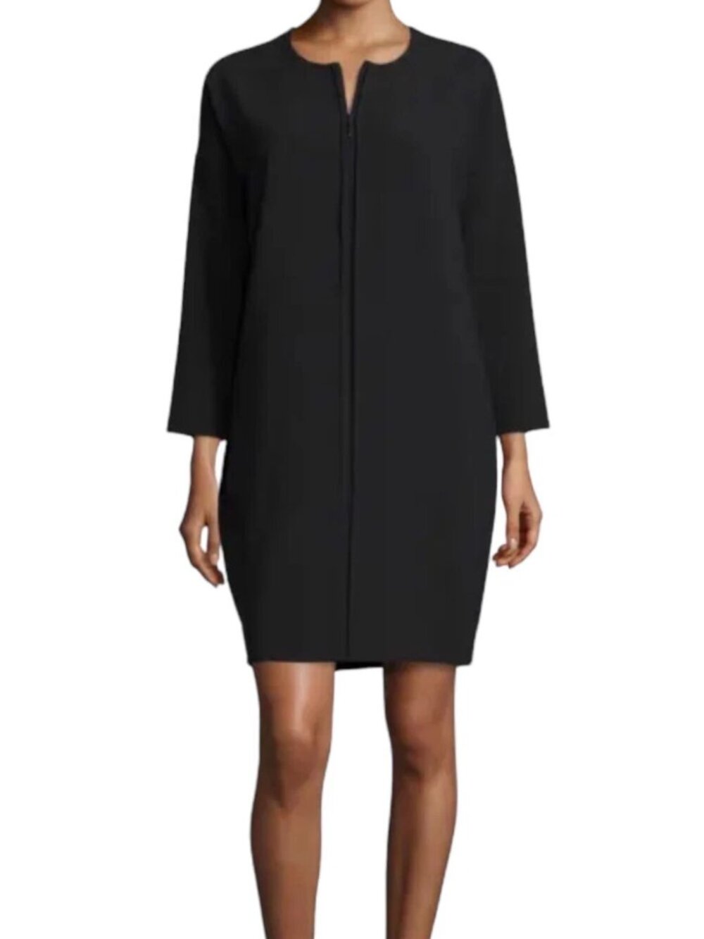 Vince Black Pleated High-Neck Midi Dress - Luxury Minimalist S